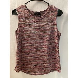 Picadilly fashions Womens Sweater Artsy Pink Purple Silver sleeveless top